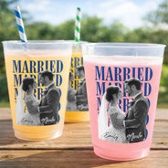 Custom Photo, Gift For Couples, Wedding, Romantic, Dynamic Photo - Custom Photo Couple Married Enggaged - Personalized Frosted Cups