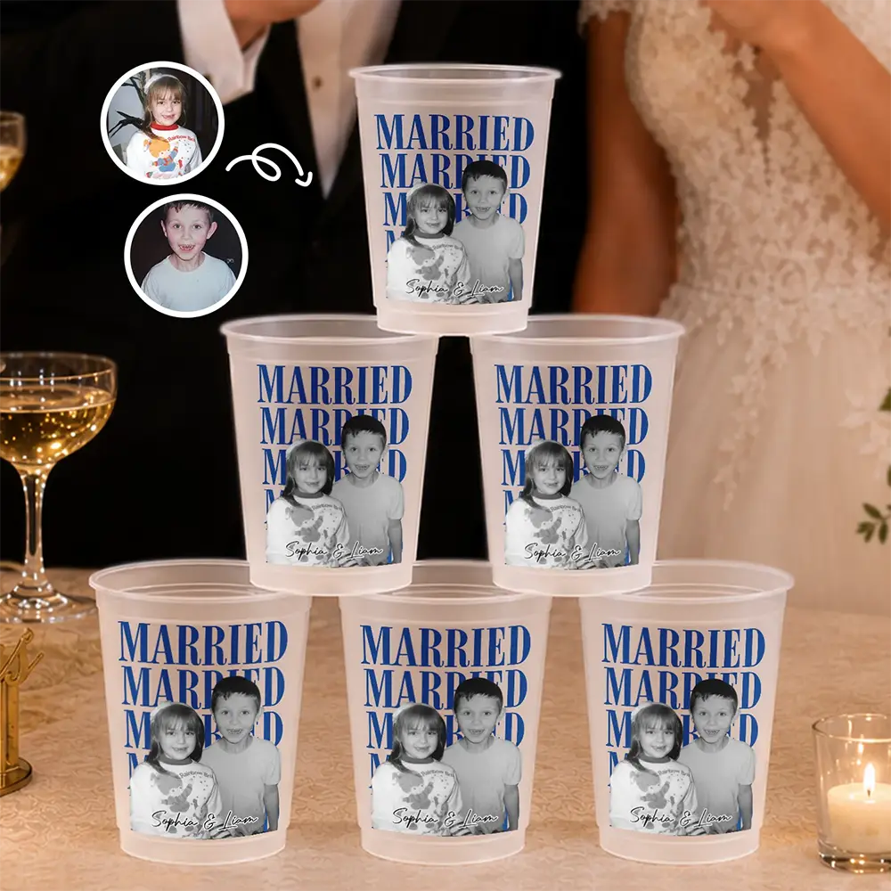 Custom Photo, Gift For Couples, Wedding, Romantic, Dynamic Photo - Custom Photo Couple Married Enggaged - Personalized Frosted Cups