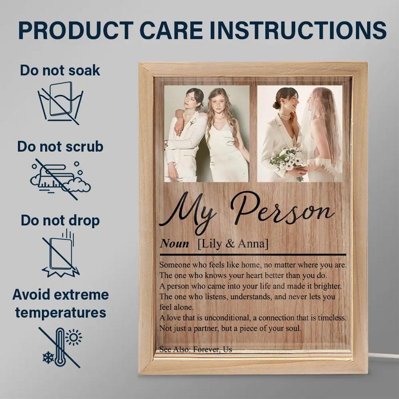 Custom Photo,Gift For Couples,LGBT,Old Couples,Gift For Women,Gift For Men,Gift For Husband,Gift For Wife,Gift For Boyfriend,Gift For Girlfriend,Love - Custom Photo Couple My Person - Personalized Picture Frame Light Box