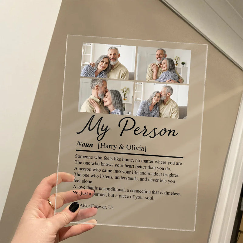 Custom Photo,Gift For Couples,LGBT,Old Couples,Gift For Women,Gift For Men,Gift For Husband,Gift For Wife,Gift For Boyfriend,Gift For Girlfriend,Love - Custom Photo Couple My Person - Personalized Vertical Rectangle Acrylic Plaque