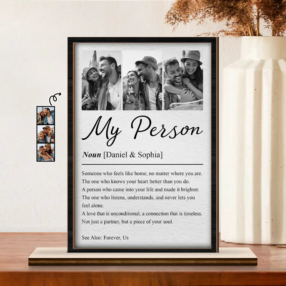 Custom Photo,Gift For Couples,LGBT,Old Couples,Gift For Women,Gift For Men,Gift For Husband,Gift For Wife,Gift For Boyfriend,Gift For Girlfriend,Love - Custom Photo Couple My Person Definition - Personalized Custom Shaped 2-Layered Wooden Plaque