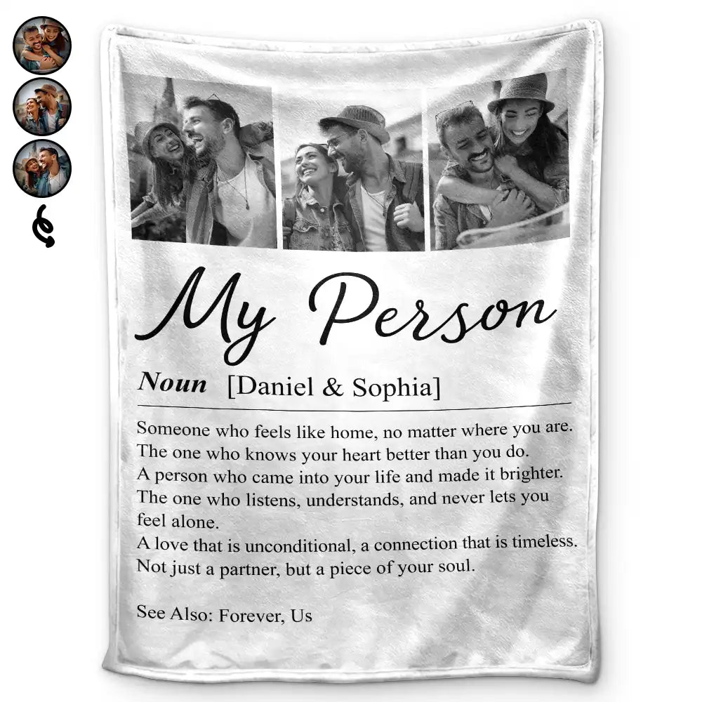 Custom Photo Couple My Person Definition - Personalized Fleece Blanket, Sherpa Blanket