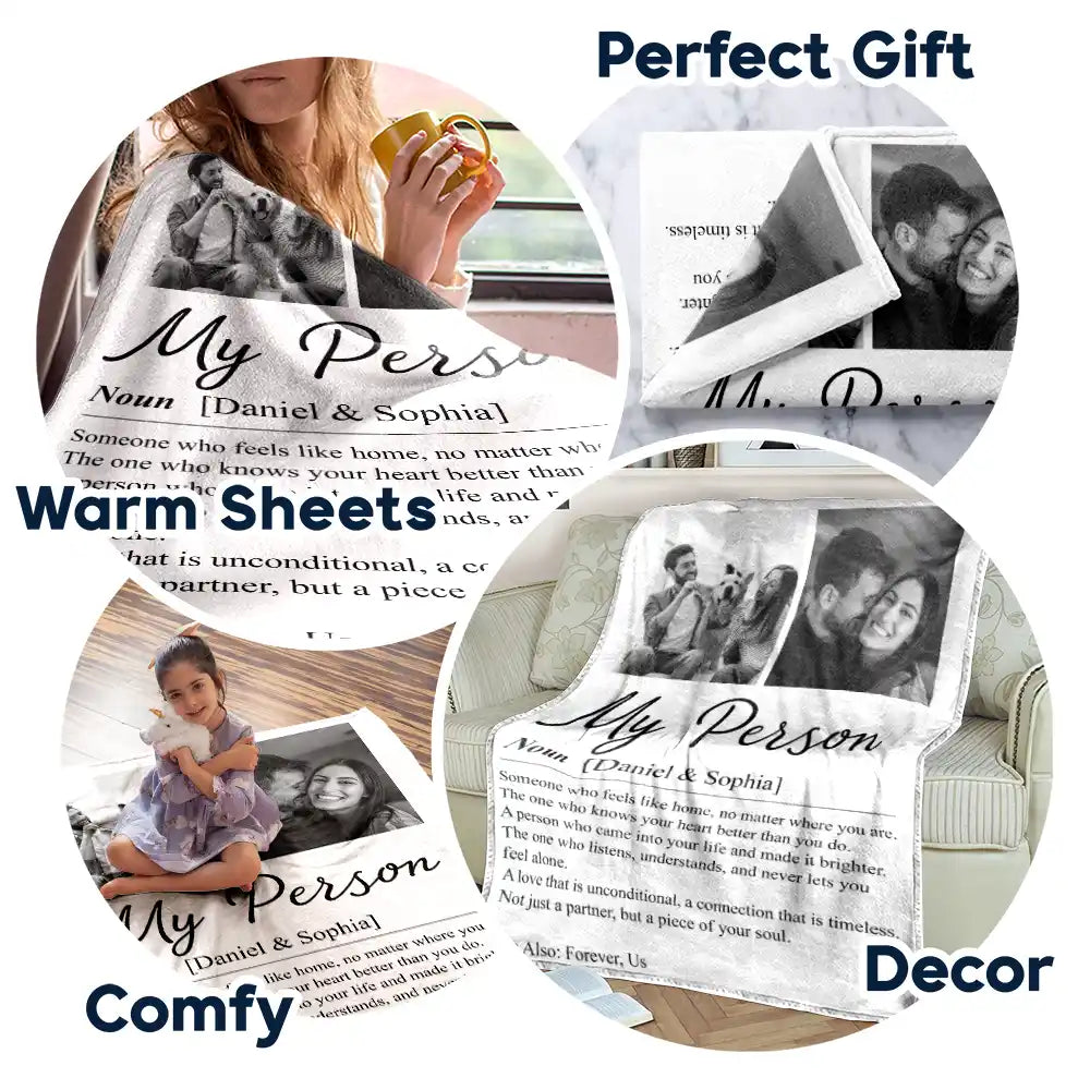 Custom Photo,Gift For Couples,LGBT,Old Couples,Gift For Women,Gift For Men,Gift For Husband,Gift For Wife,Gift For Boyfriend,Gift For Girlfriend,Love - Custom Photo Couple My Person Definition - Personalized Fleece Blanket, Sherpa Blanket