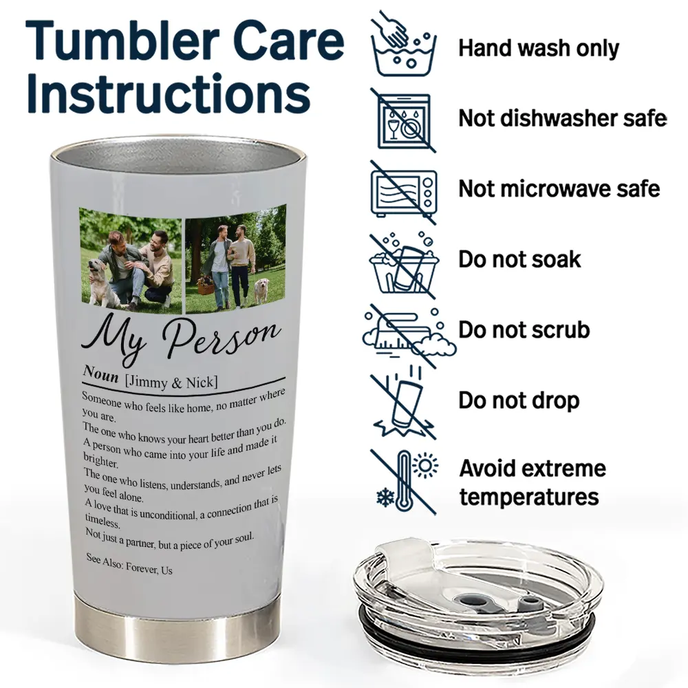 Custom Photo,Gift For Couples,LGBT,Old Couples,Gift For Women,Gift For Men,Gift For Husband,Gift For Wife,Gift For Boyfriend,Gift For Girlfriend,Love - Custom Photo Couple My Person Definition - Personalized Tumbler
