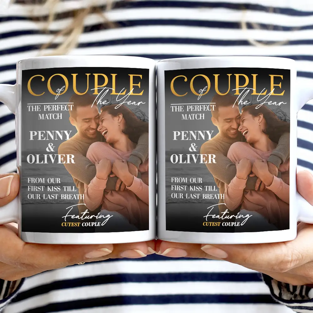 Gift For Couples,Love - Custom Photo Couple Of The Year Magazine Greatest Love Story - Personalized Mug