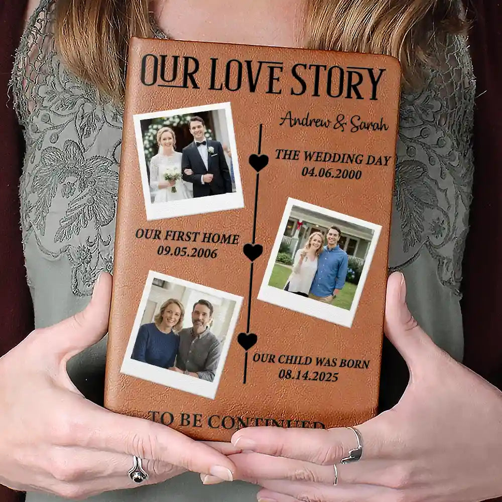 Gift For Couples,Married ,Custom Photo,Love - Custom Photo Couple Our Love Story To Be Continued - Personalized Leather Journal