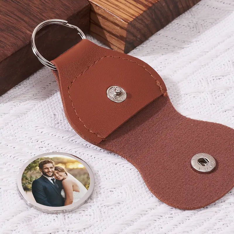 Gift For Couples, Gift For Husband, Love, Gift For Boyfriend - Custom Photo Couple Thanks For Being My Husband - Personalized Leather Pocket Hug