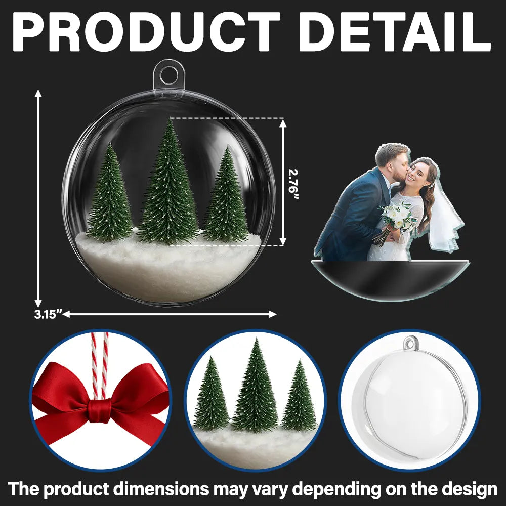 Custom Photo Couple The Year I Found My Missing Piece - Personalized 3D Acrylic Ball Ornament