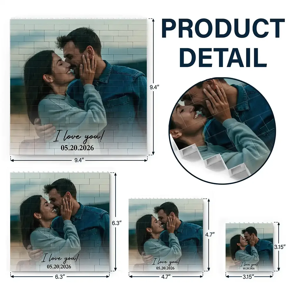 Custom Photo, Anniversary, Gift For Couples, Romantic, Dynamic Photo - Custom Photo Couple Together & Forever - Personalized Building Brick Blocks