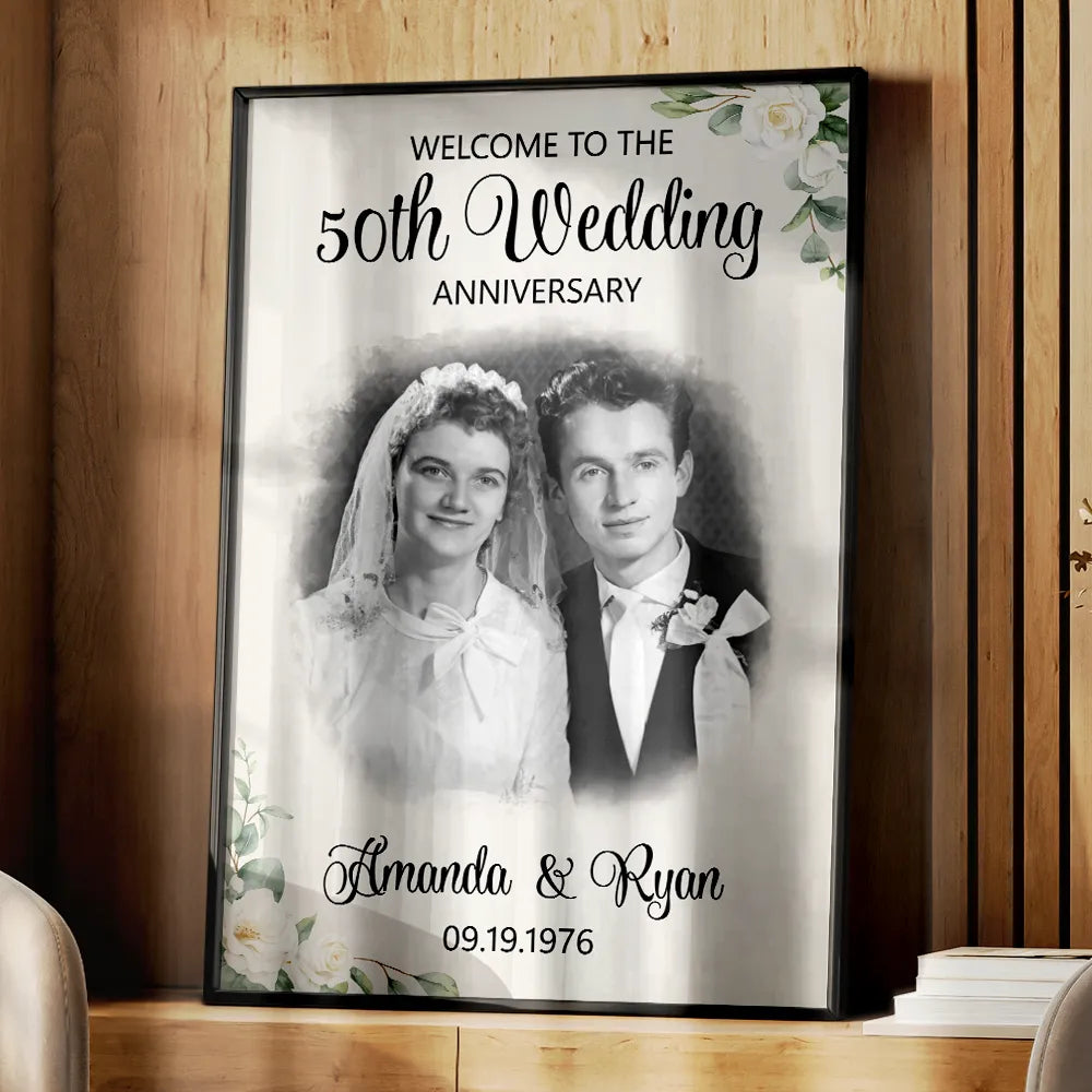 Gift For Couples, Married Couple, Custom Photo, Wedding Anniversary, Romantic, Upload Full Photo - Custom Photo Couple Wedding Anniversary - Personalized Poster