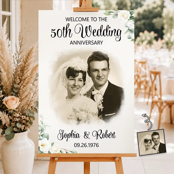 Gift For Couples, Married Couple, Custom Photo, Wedding Anniversary, Romantic, Upload Full Photo - Custom Photo Couple Wedding Anniversary - Personalized Poster