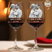 Wedding Anniversary,Old Couples,Gift For Husband,Gift For Wife,Gift For Boyfriend,Gift For Girlfriend,Love - Custom Photo Couples Anniversary - Personalized Wine Glass