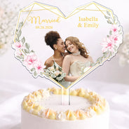 Custom Photo,Romantic,Gift For Couples,Wedding,Remove BG Photo - Custom Photo Couples Married Engaged - Personalized Acrylic Cake Topper