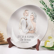 Gift For Couples, Married Couple, Custom Photo, Wedding, Romantic, Remove BG Photo - Custom Photo Couples Wedding Engaged Bachelor Party - Personalized Ceramic Plate