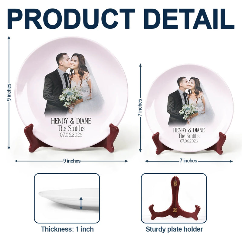 Gift For Couples, Married Couple, Custom Photo, Wedding, Romantic, Remove BG Photo - Custom Photo Couples Wedding Engaged Bachelor Party - Personalized Ceramic Plate