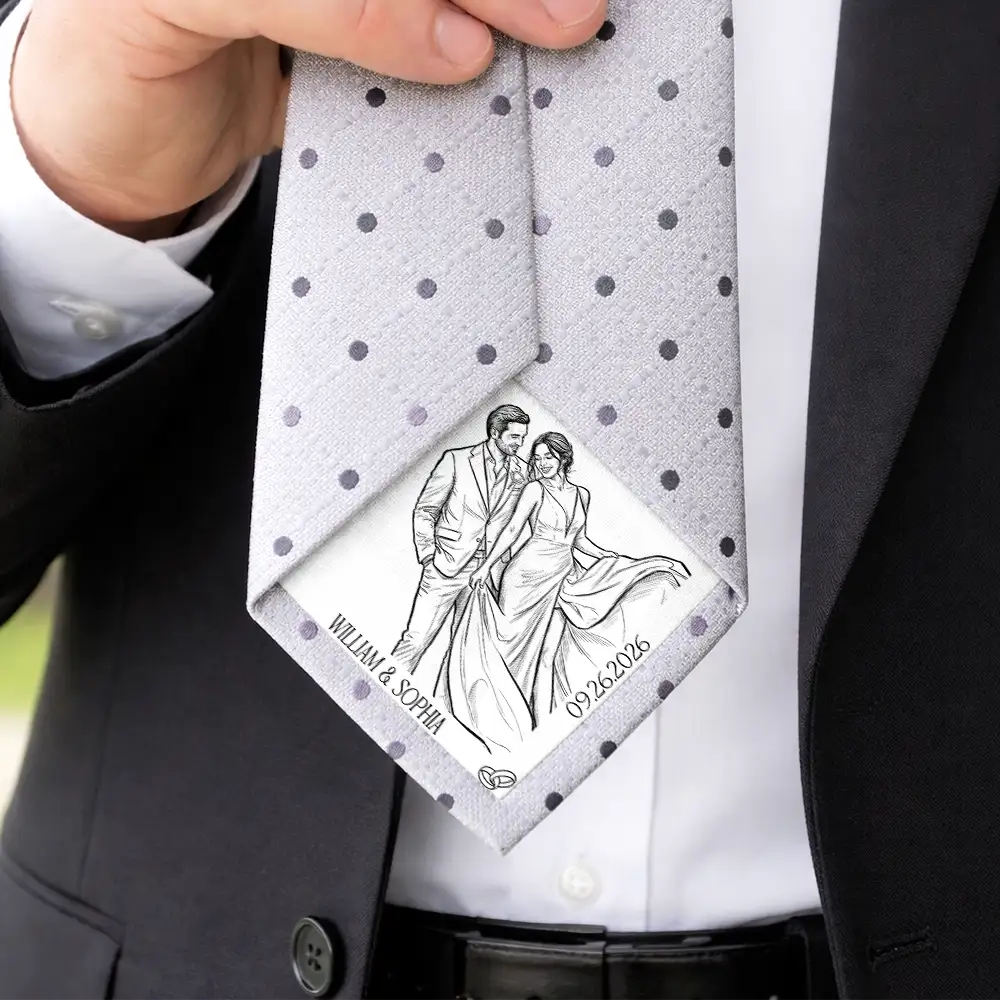 Gift For Couples, Married Couple, Custom Photo, Wedding, Romantic, Remove BG Photo - Custom Photo Couples Wedding Engaged Bachelor Party - Personalized Fabric Tie Patch