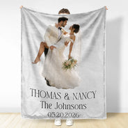 Gift For Couples, Married Couple, Custom Photo, Art Design, Wedding, Romantic, Photo - Pencil Sketch - Remove BG - Custom Photo Couples Wedding Engaged Bachelor Party - Personalized Fleece Blanket, Sherpa Blanket