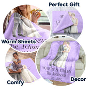 Gift For Couples, Married Couple, Custom Photo, Art Design, Wedding, Romantic, Photo - Pencil Sketch - Remove BG - Custom Photo Couples Wedding Engaged Bachelor Party - Personalized Fleece Blanket, Sherpa Blanket