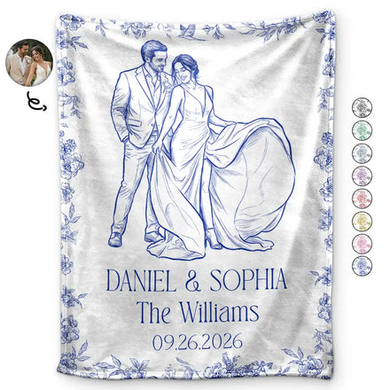 Custom Photo Couples Wedding Engaged Bachelor Party - Personalized Fleece Blanket, Sherpa Blanket