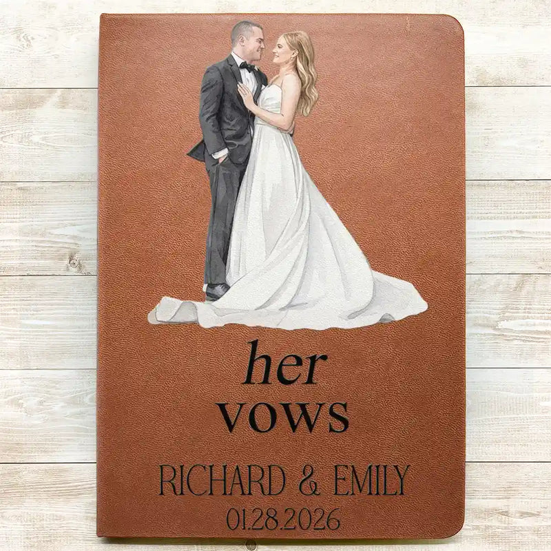 Gift For Couples, Married Couple, Custom Photo, Wedding, Romantic, Remove BG Photo - Custom Photo Couples Wedding Engaged Bachelor Party - Personalized Leather Journal