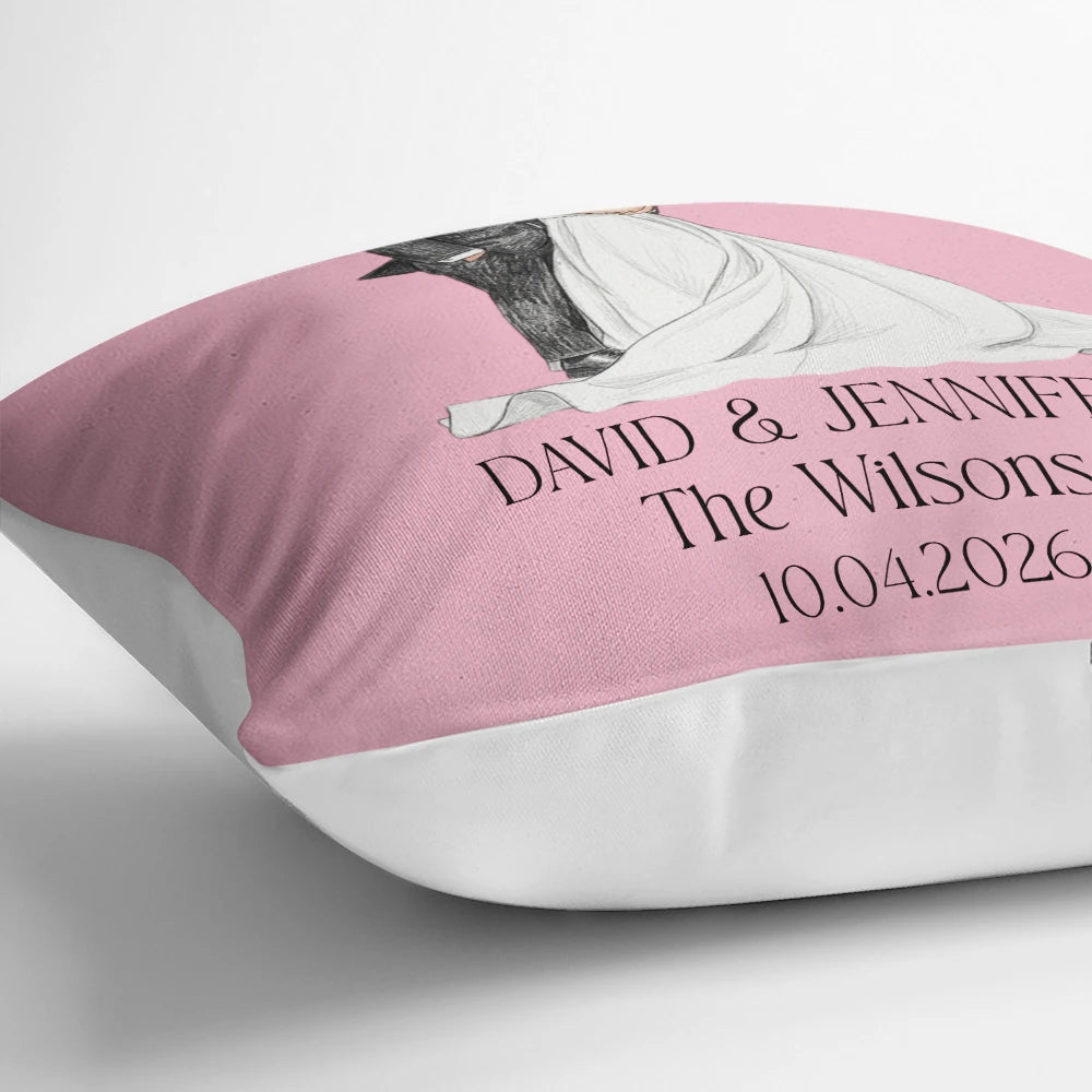 Gift For Couples, Married Couple, Custom Photo, Art Design, Wedding, Romantic, Photo - Pencil Sketch - Remove BG - Custom Photo Couples Wedding Engaged Bachelor Party - Personalized Pillow