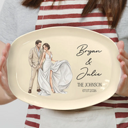 Gift For Couples, Married Couple, Custom Photo, Art Design, Wedding, Romantic, Photo - Pencil Sketch - Remove BG - Custom Photo Couples Wedding Engaged Bachelor Party - Personalized Plate