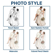 Gift For Couples, Married Couple, Custom Photo, Art Design, Wedding, Romantic, Photo - Pencil Sketch - Remove BG - Custom Photo Couples Wedding Engaged Bachelor Party - Personalized Poster