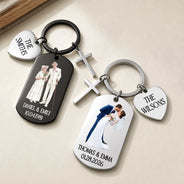 Gift For Couples, Married Couple, Custom Photo, Romantic, Remove BG Photo - Custom Photo Couples Wedding Engaged Bachelor Party - Personalized Stainless Steel Keychain