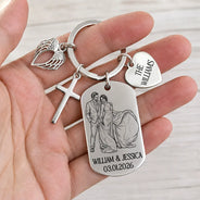 Gift For Couples, Married Couple, Custom Photo, Romantic, Remove BG Photo - Custom Photo Couples Wedding Engaged Bachelor Party - Personalized Stainless Steel Keychain