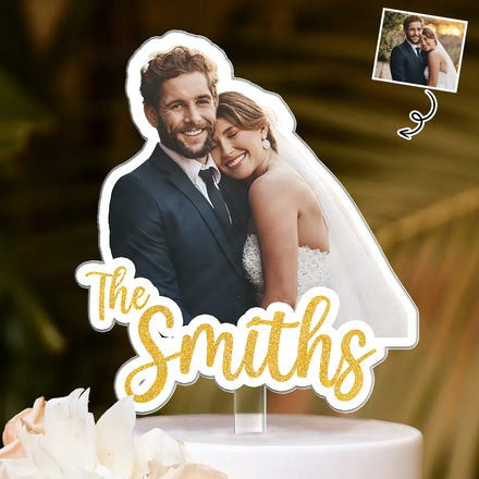 Custom Photo Couples Wedding Engagement - Personalized Acrylic Cake Topper