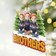 Art Design,Christmas,Gift For Sibling,Cozy,Photo - Crochet Doll Effect - Custom Photo Crochet Doll Effect Christmas Siblings Brothers Sisters - Personalized Custom Shaped Acrylic Ornament