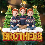 Art Design,Christmas,Gift For Sibling,Cozy,Photo - Crochet Doll Effect - Custom Photo Crochet Doll Effect Christmas Siblings Brothers Sisters - Personalized Custom Shaped Acrylic Ornament