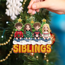 Art Design,Christmas,Gift For Sibling,Cozy,Photo - Crochet Doll Effect - Custom Photo Crochet Doll Effect Christmas Siblings Brothers Sisters - Personalized Custom Shaped Acrylic Ornament