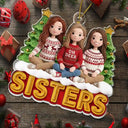 Art Design,Christmas,Gift For Sibling,Cozy,Photo - Crochet Doll Effect - Custom Photo Crochet Doll Effect Christmas Siblings Brothers Sisters - Personalized Custom Shaped Acrylic Ornament