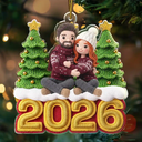 Art Design,Christmas,Romantic,Gift For Couples,Photo - Crochet Doll Effect - Custom Photo Crochet Doll Effect Couples - Personalized Custom Shaped Acrylic Ornament