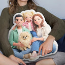Adorable,Art Design,Christmas,Indoor Decor,Family,Photo - Crochet Doll Effect - Custom Photo Crochet Doll Effect Happy Family - Personalized Custom Shaped Pillow