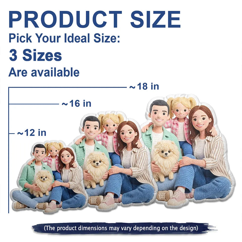 Adorable,Art Design,Christmas,Indoor Decor,Family,Photo - Crochet Doll Effect - Custom Photo Crochet Doll Effect Happy Family - Personalized Custom Shaped Pillow