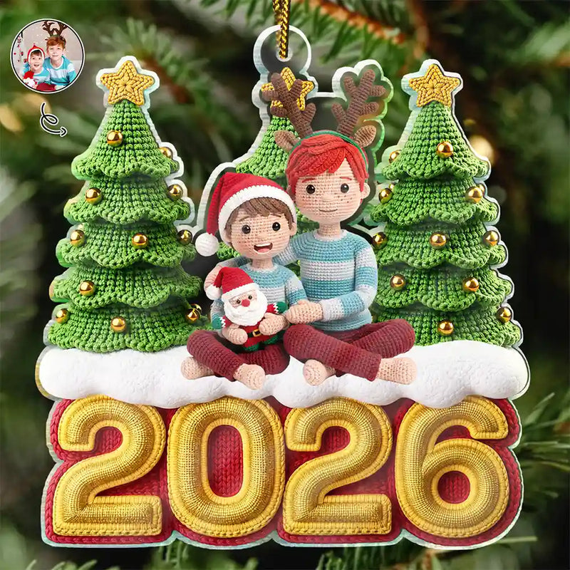 Adorable,Art Design,Christmas,Gift For Kids,Photo - Crochet Doll Effect - Custom Photo Crochet Doll Effect Kids - Personalized Custom Shaped Acrylic Ornament