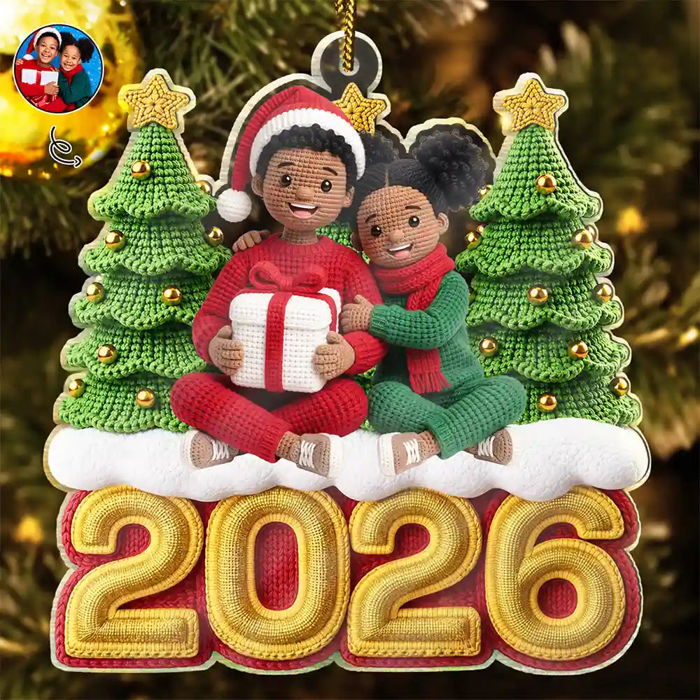 Adorable,Art Design,Christmas,Gift For Kids,Photo - Crochet Doll Effect - Custom Photo Crochet Doll Effect Kids - Personalized Custom Shaped Acrylic Ornament