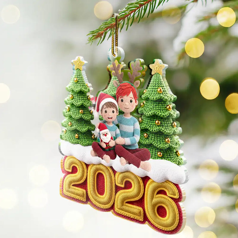 Adorable,Art Design,Christmas,Gift For Kids,Photo - Crochet Doll Effect - Custom Photo Crochet Doll Effect Kids - Personalized Custom Shaped Acrylic Ornament
