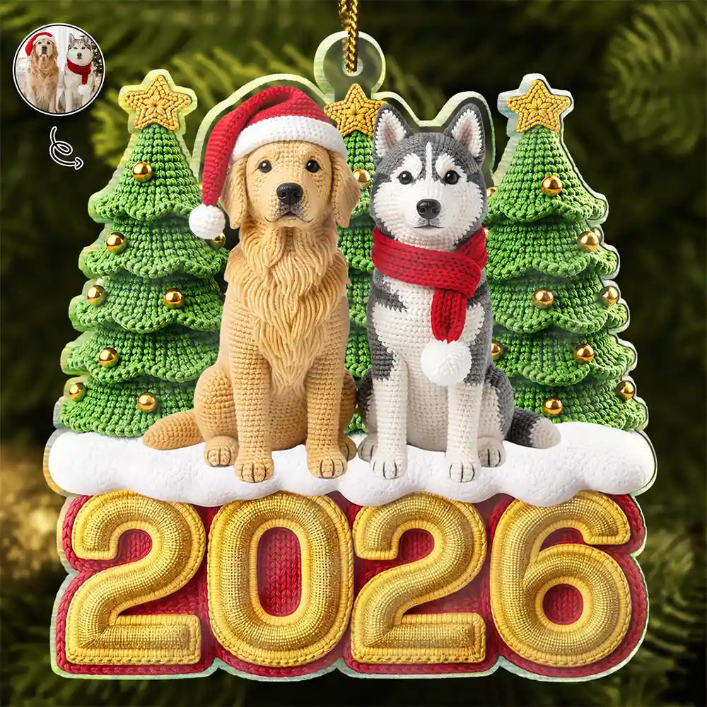 Custom Photo Crochet Doll Effect Pet Dog Cat - Personalized Custom Shaped Acrylic Ornament