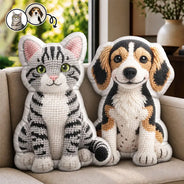 Art Design,Christmas,Pet Memorial,Sympathetic,Pet Lovers,Memorial,Photo - Crochet Doll Effect - Custom Photo Crochet Doll Effect Pet Gift For Pet Lovers - Personalized Custom Shaped Pillow