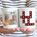 Gift For Couples,Custom Photo,Love - Custom Photo Crossword Puzzle Couple Scrabble Name - Personalized Mug