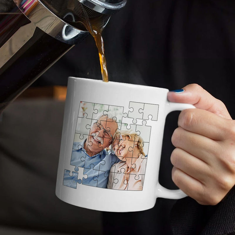 Gift For Couples,Custom Photo,Love - Custom Photo Crossword Puzzle Couple Scrabble Name - Personalized Mug