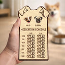 Dog Lovers,Dog Mom,Dog Dad - Custom Photo Cute Dog Ear Feed Medication Tracker - Personalized Wooden Pet Feeding Reminder