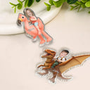Adorable,Back To School,Custom Photo,Gift For Kids,Cut-Face Photo - Custom Photo Cute Kid Riding Dinosaur Flamingo Unicorn - Personalized Acrylic Magnet
