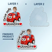 Gift For Father,Gift For Grandpa,Top Market,Non-Eng,Photo,Vector,Adorable - Custom Photo Cute Kid With Car Drive Safe Daddy - Personalized Custom Shaped Acrylic Car Visor Clip