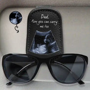 Expecting Dad,Custom Photo,Happy - Custom Photo Dad-to-be Now You Can Carry Me Too Expecting Dad - Personalized Sunglasses Holder For Car Visor