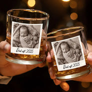 Custom Photo,Gift For Father,Gift For Grandpa,Non-Eng,Photo,Proud - Custom Photo Dad Est Grandpa Dad - Personalized Whiskey Glass
