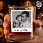 Custom Photo,Gift For Father,Gift For Grandpa,Non-Eng,Photo,Proud - Custom Photo Dad Est Grandpa Dad - Personalized Whiskey Glass